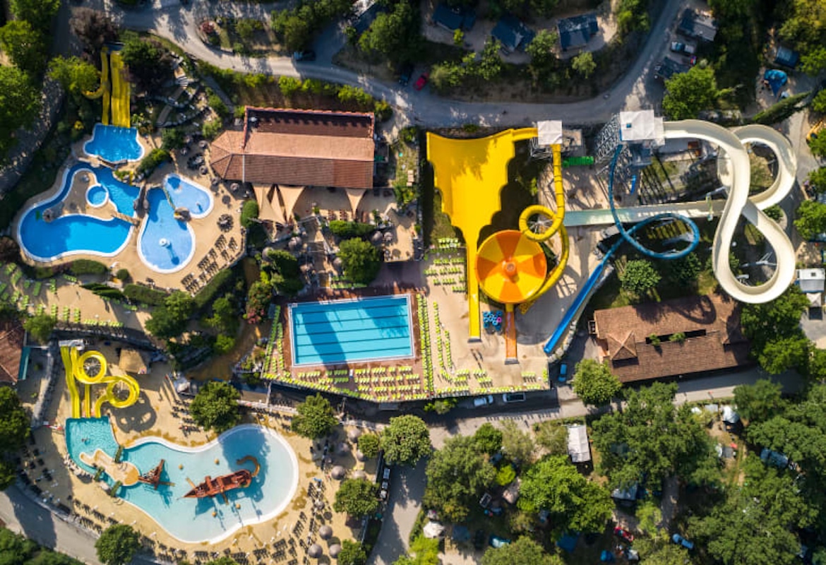 Le Pommier Campsite Ardeche Ariel View of the Water Slides